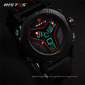 RISTOS 9341 Multifunction Leather Watches Men Fashion Sport Quartz Watch Reloj Masculino Hombre Digital Analog LED Wristwatch